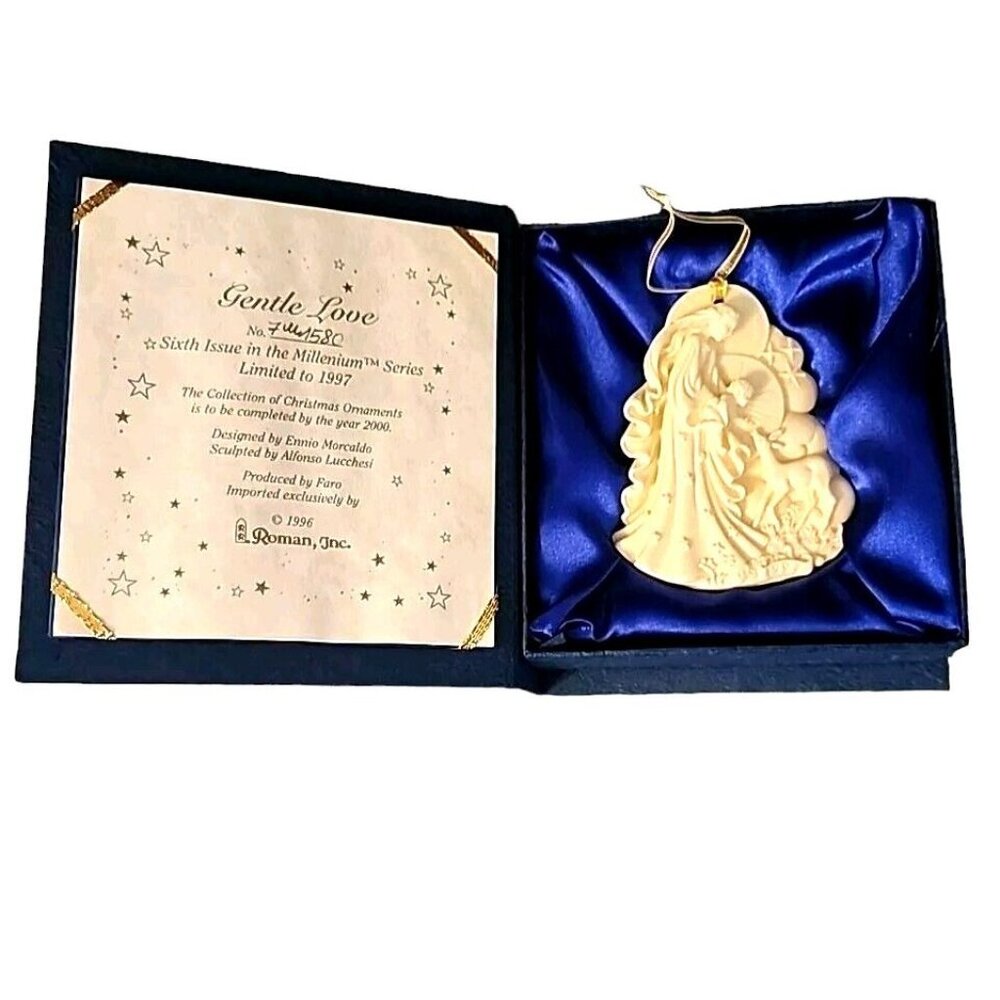 1996 Gentle Love Millennium Ornament Off White from Roman Gift Box Numbered